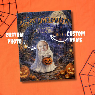 Puzzle Sac à citrouille fantôme mignon Photo Halloween en