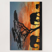 Puzzle Safari Afrique Sunset Elephant Silhouette Art (Vertical)