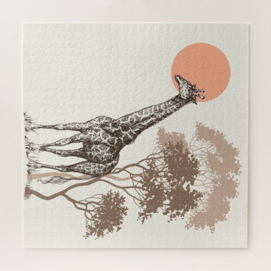 Puzzle Safari Coucher de soleil Giraffe Paysage naturel (Horizontal)