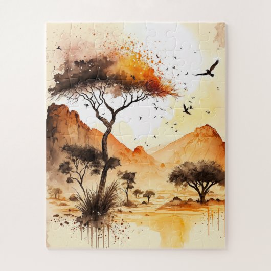 Puzzle Safari Sunset Africain Mur Art (Vertical)