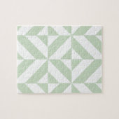 Puzzle Sage Green Geometric Deco Cube Pattern (Horizontal)