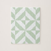 Puzzle Sage Green Geometric Deco Cube Pattern (Vertical)