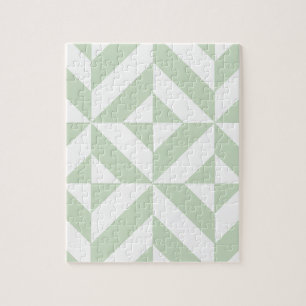 Puzzle Sage Green Geometric Deco Cube Pattern