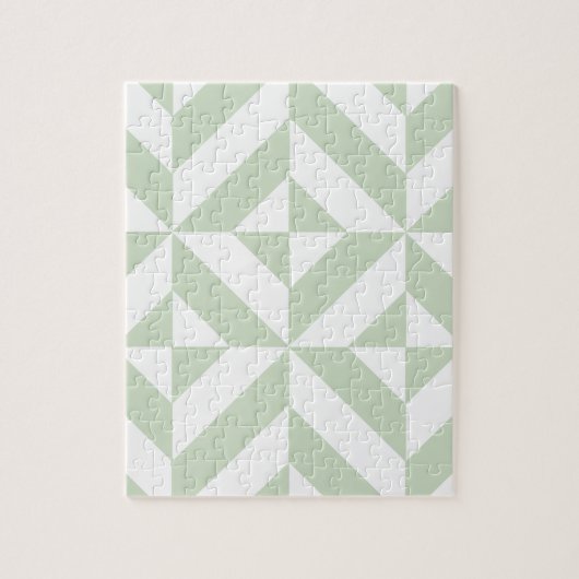 Puzzle Sage Green Geometric Deco Cube Pattern (Vertical)