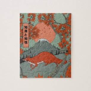 Puzzle Sagesse et intelligence art de renard japonais vin