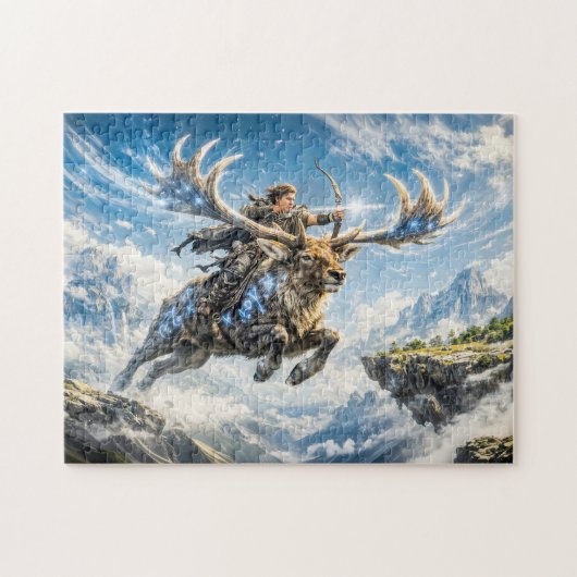 Puzzle Sagittarius Zodiac with Warrior Riding a Majestic (Horizontal)