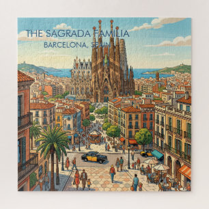 Puzzle Sagrada Familia Barcelone Espagne Voyage Art Vinta