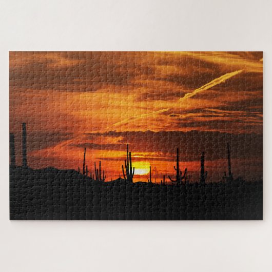 Puzzle Saguaros pittoresque au coucher du soleil (Horizontal)