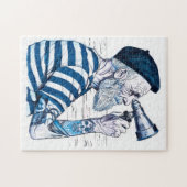 Puzzle Sailor Looking Through Telescope Toward Distant Ho (Horizontal)