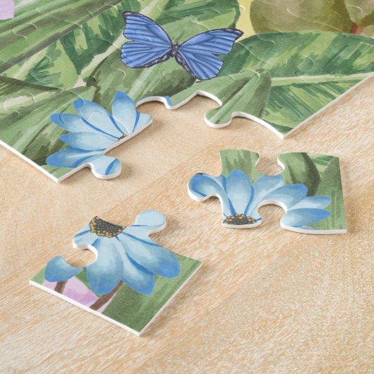 Puzzle Saint Bernard Chien avec Fleurs Printemps (Côté)