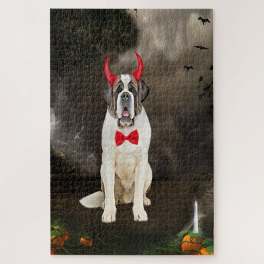 Puzzle Saint Bernard Chien en costume d'Halloween (Vertical)