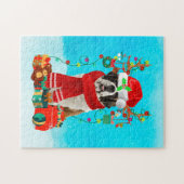 Puzzle Saint Bernard dans la neige avec cadeaux de Noël (Horizontal)