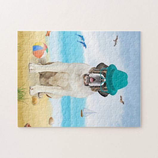 Puzzle Saint Bernard Dog sur la plage (Horizontal)