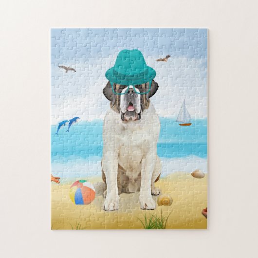 Puzzle Saint Bernard Dog sur la plage (Vertical)