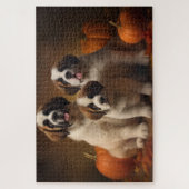 Puzzle Saint Bernard Puppy Automne Citrouille (Vertical)