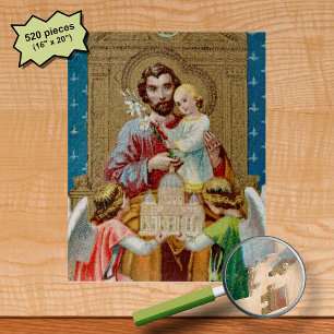 Puzzle Saint Joseph intronisé recevant une maquette du Va