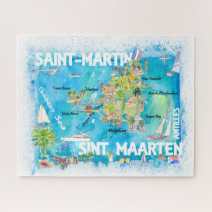 Puzzle Saint-Martin Sint Maarten Antilles Carte de voyage