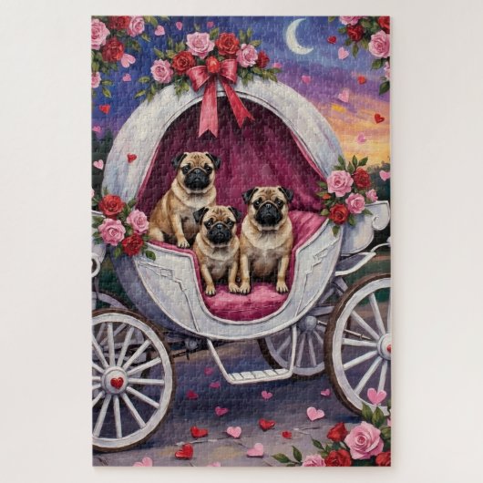Puzzle Saint-Valentin Chien Carlin (Vertical)
