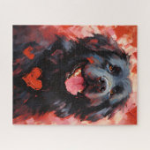Puzzle Saint-Valentin, chien de Terre-Neuve (Horizontal)