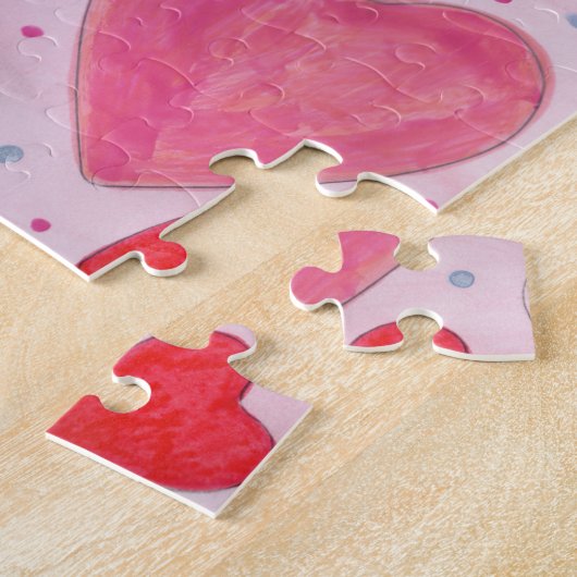 Puzzle Saint Valentin Coeurs Motif en rose violet rouge (Côté)