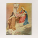 Puzzle Sainte-Thérèse Vierge Marie Enfant Rose de Jésus<br><div class="desc">C'est une belle image catholique traditionnelle de Saint-Thérèse,  la Petite Fleur recevant des roses de la Sainte Vierge Marie et de l'Enfant Jésus.</div>