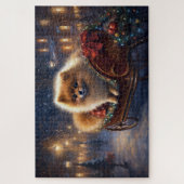 Puzzle Saison de Noël Poméranienne brossé (Vertical)