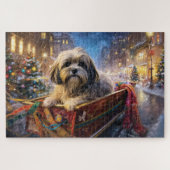 Puzzle Saison Festive de Noël de Lhasa Apso (Horizontal)
