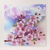 Puzzle Sakura rose sur la peinture Arrière - plan (Horizontal)