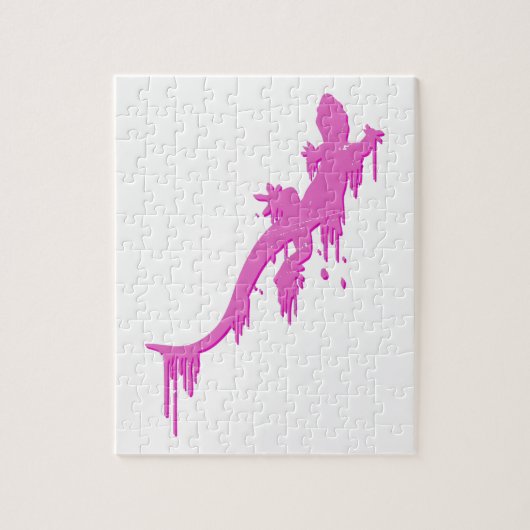 Puzzle Salamandre Rose Distressée Avec Lavette De Peintur (Vertical)