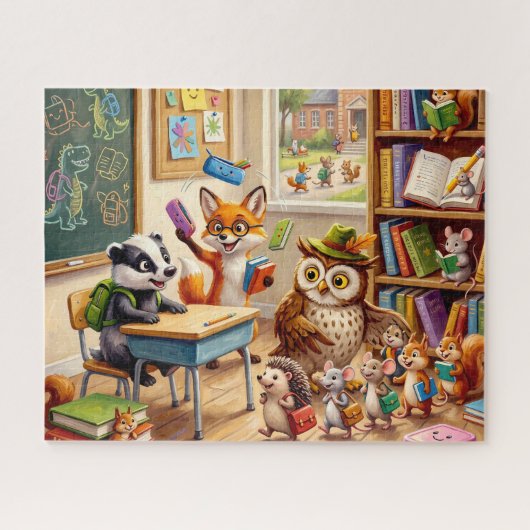Puzzle Salle de classe d'animaux mignons (Horizontal)