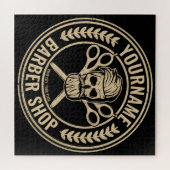 Puzzle Salon de coiffure personnalisé Skull Rockabilly (Horizontal)