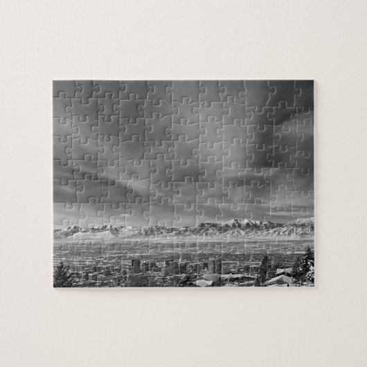 Puzzle Salt Lake City, Utah - Noir et blanc - 8x10 pouces (Horizontal)