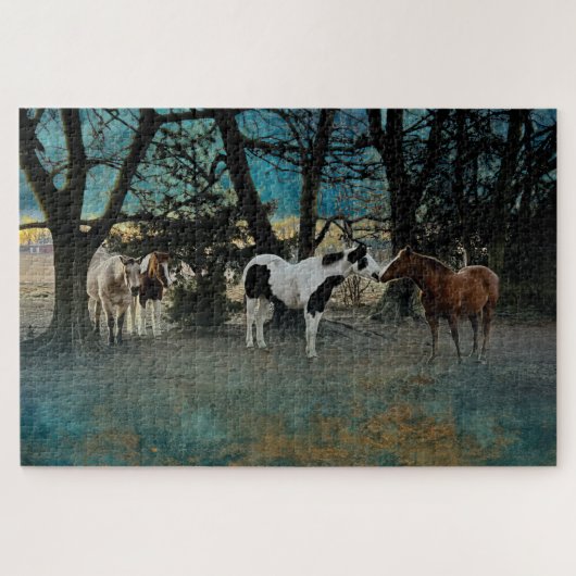 Puzzle salutation des chevaux tôt le matin 26oct casse-tê (Horizontal)