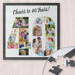 Puzzle Salutations à 40 ans Numéro 40 Photo Collage Carré<br><div class="desc">Dites Cheers to 40 Years avec un puzzle photo personnalisé pour un cadeau unique de 40ème anniversaire. Le modèle photo est configuré pour que vous puissiez ajouter vos photos qui seront affichées sous la forme d'un numéro 40. Le collage photo a une variété de paysages, photos carrés et portraits, vous...</div>