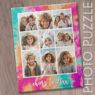 Puzzle Salutations au Nouvel An Cravate-Dye Turquoise les