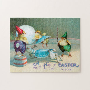 Puzzle Salutations de Pâques vintages Wis Chicks Circus