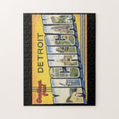 Puzzle Salutations de voyage de Detroit Michigan_Vintage (Vertical)