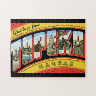 Puzzle Salutations de voyage de Topeka Kansas_Vintage