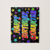 Puzzle "SAMANTHA" Prénom, Amusant "HEUREUX ANNIVERSAIRE" (Vertical)