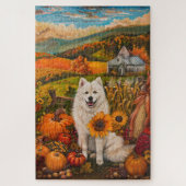 Puzzle Samoyé Chien Moisson Automne Thanksgiving (Vertical)