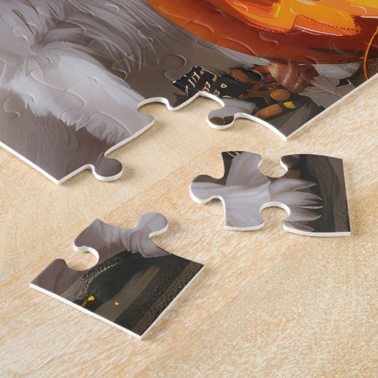 Puzzle Samoyed Halloween Éffrayant (Côté)