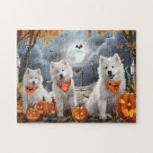 Puzzle Samoyed Halloween Éffrayant (Horizontal)