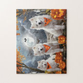 Puzzle Samoyed Halloween Éffrayant (Vertical)