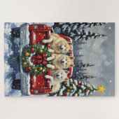 Puzzle Samoyed Noël Camion Rouge Fêtes (Horizontal)