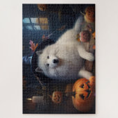 Puzzle Samoyed Pumpkins Halloween Scary (Vertical)