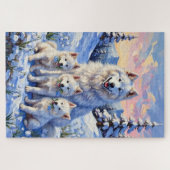 Puzzle Samoyed Snowdrop Meadow Art (Horizontal)