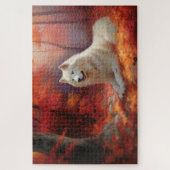 Puzzle Samoyède dans les feuilles d'automne tombées inspi (Vertical)