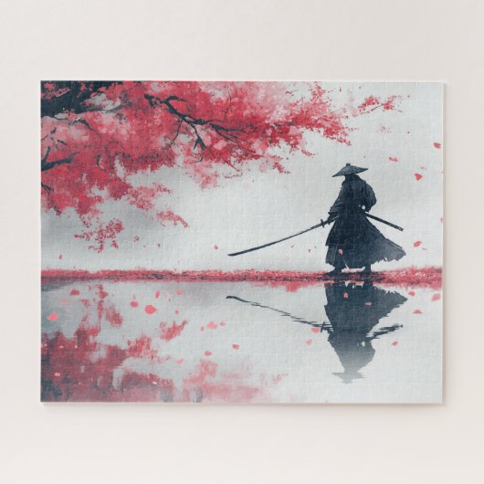 Puzzle Samurai and Sakura – Japanese Warrior Art (Horizontal)