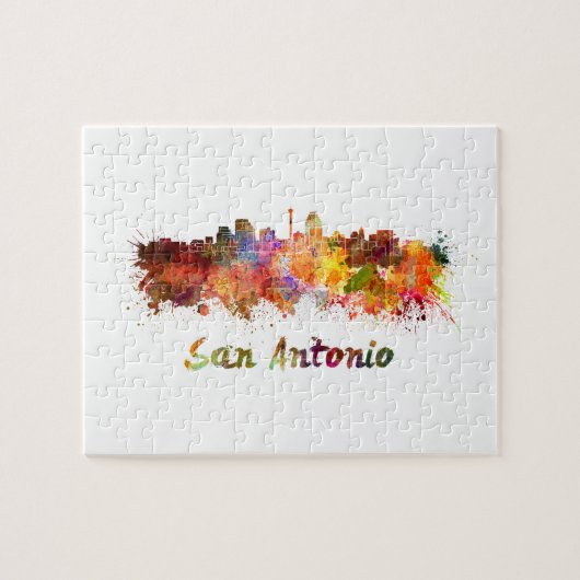 Puzzle San Antonio skyline in watercolor (Horizontal)