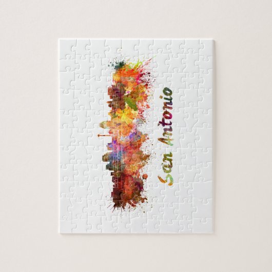 Puzzle San Antonio skyline in watercolor (Vertical)